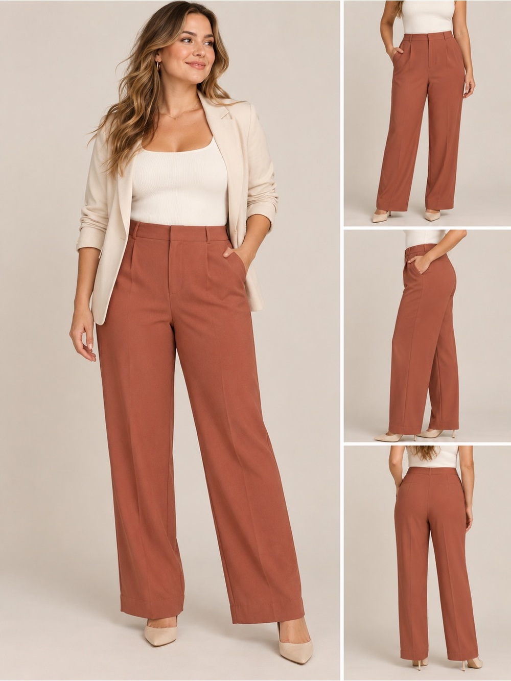 A New Day Women’s Size 16 Rust Terracotta Stretch Dress Pants Trousers